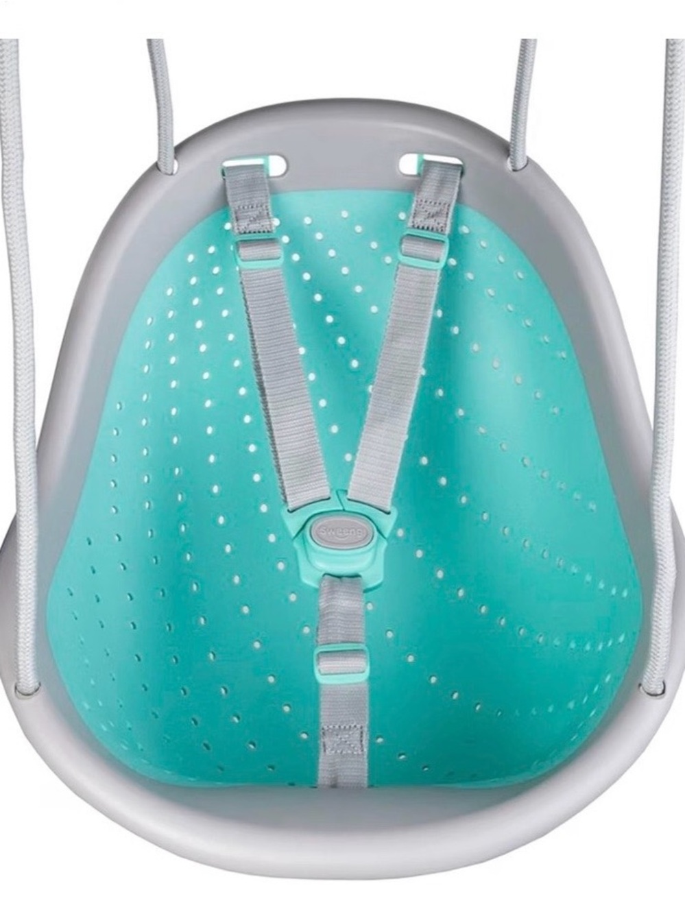 Kids Safety Swing Seat with Mint Green Insert and Grey Harness
